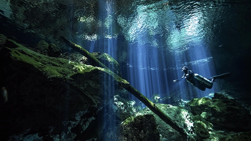 Scuba diving in Cenote Tajma Ha