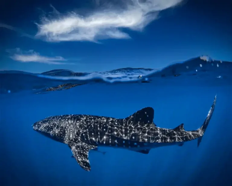 Whale shark rises to the surface